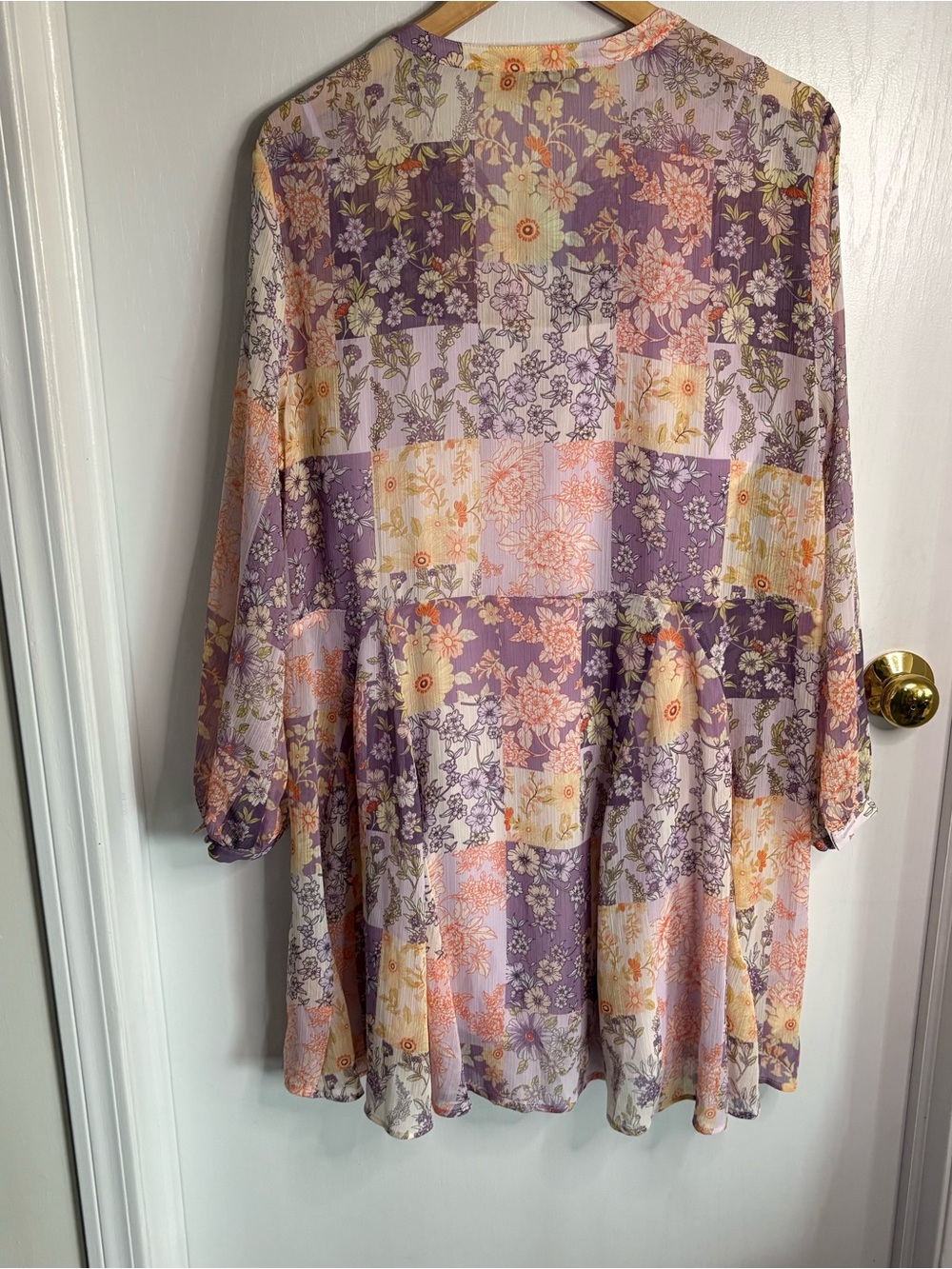 NWT LOFT XLP Floral Patchwork Chiffon Dress & Slip Boho Cottagecore Fairycore - Picture 5 of 9
